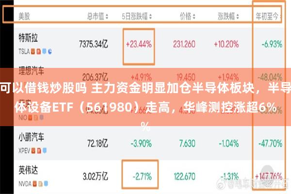 可以借钱炒股吗 主力资金明显加仓半导体板块，半导体设备ETF（561980）走高，华峰测控涨超6%